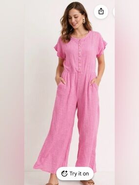 Mittoshop Fuchsia Textured cotton gauze JUMPSUIT